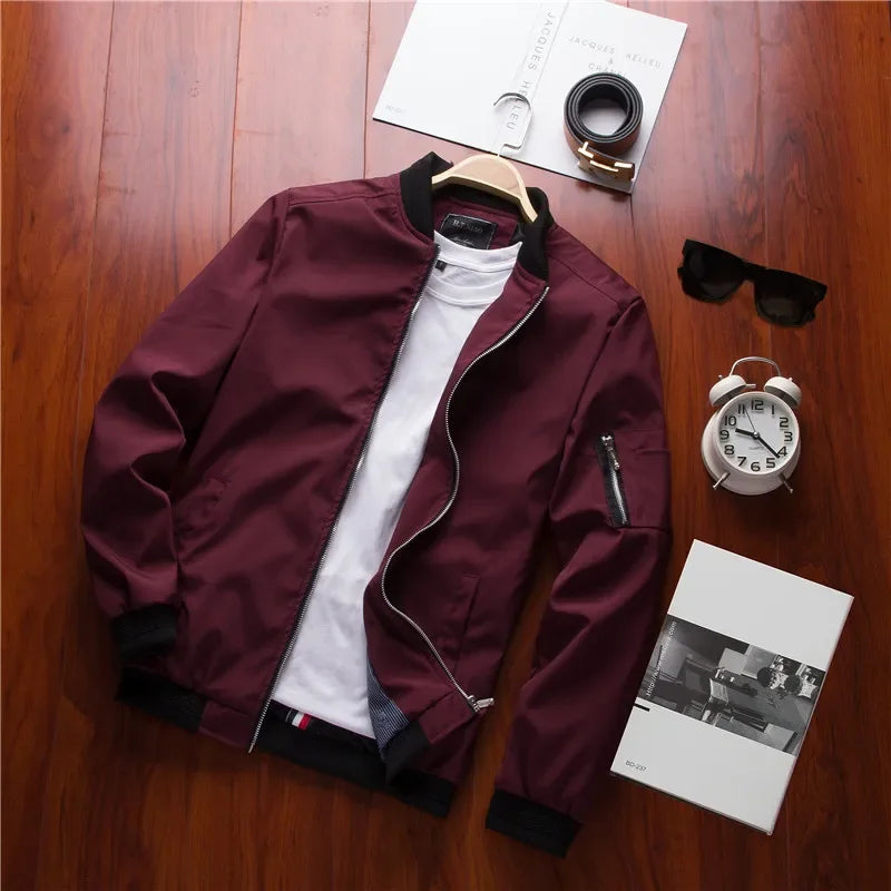 Modern Burgundy Street Style Bomber