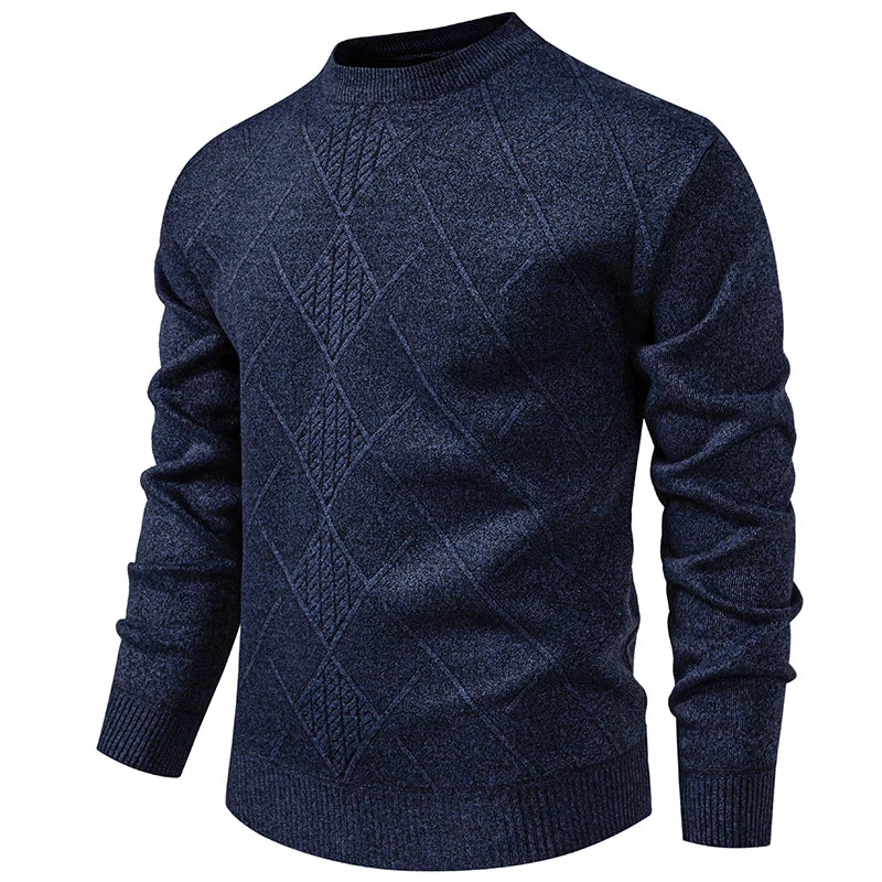 Minimalist Diamond Texture Knit Pullover