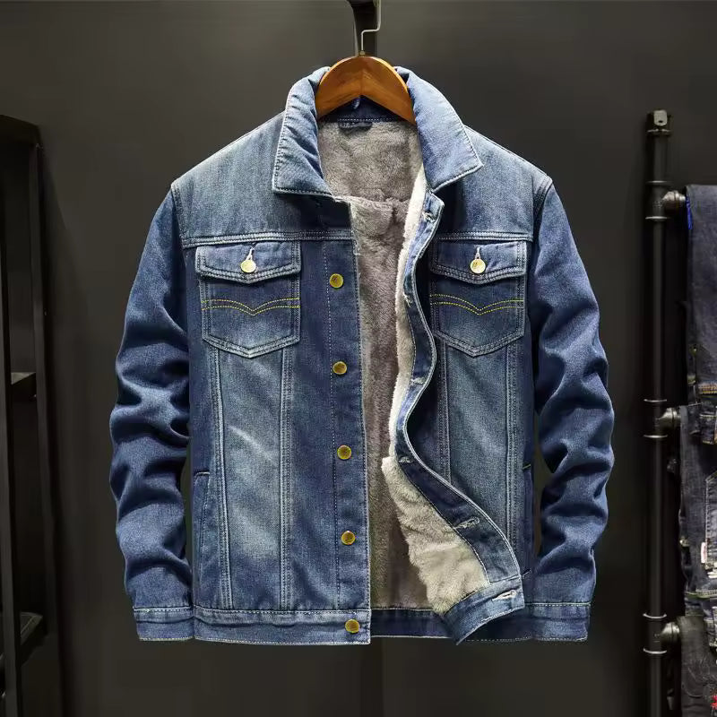 Warm Fleece Lined Blue Jean Jacket